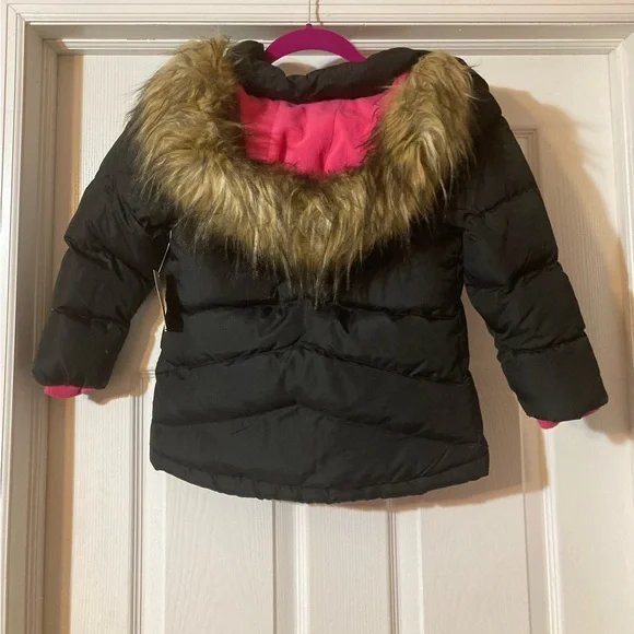 Arizona Jean Company Black and Pink Kids Puffer Jacket - Picture 2 of 8
